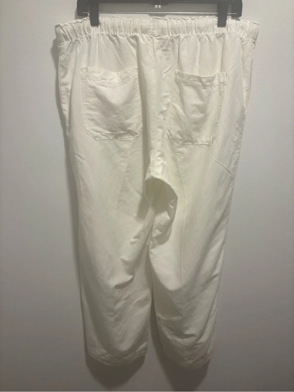 H&M Linen Blend White Wide Leg Pull-On Pants Size L